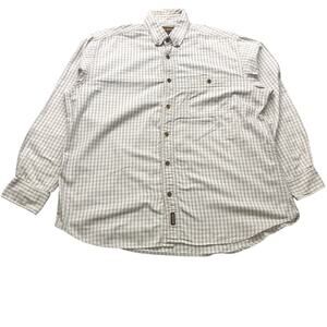 Vintage Woolrich John Rich & Bros Button Down Shirt Mens 2XL Gingham Check Tan